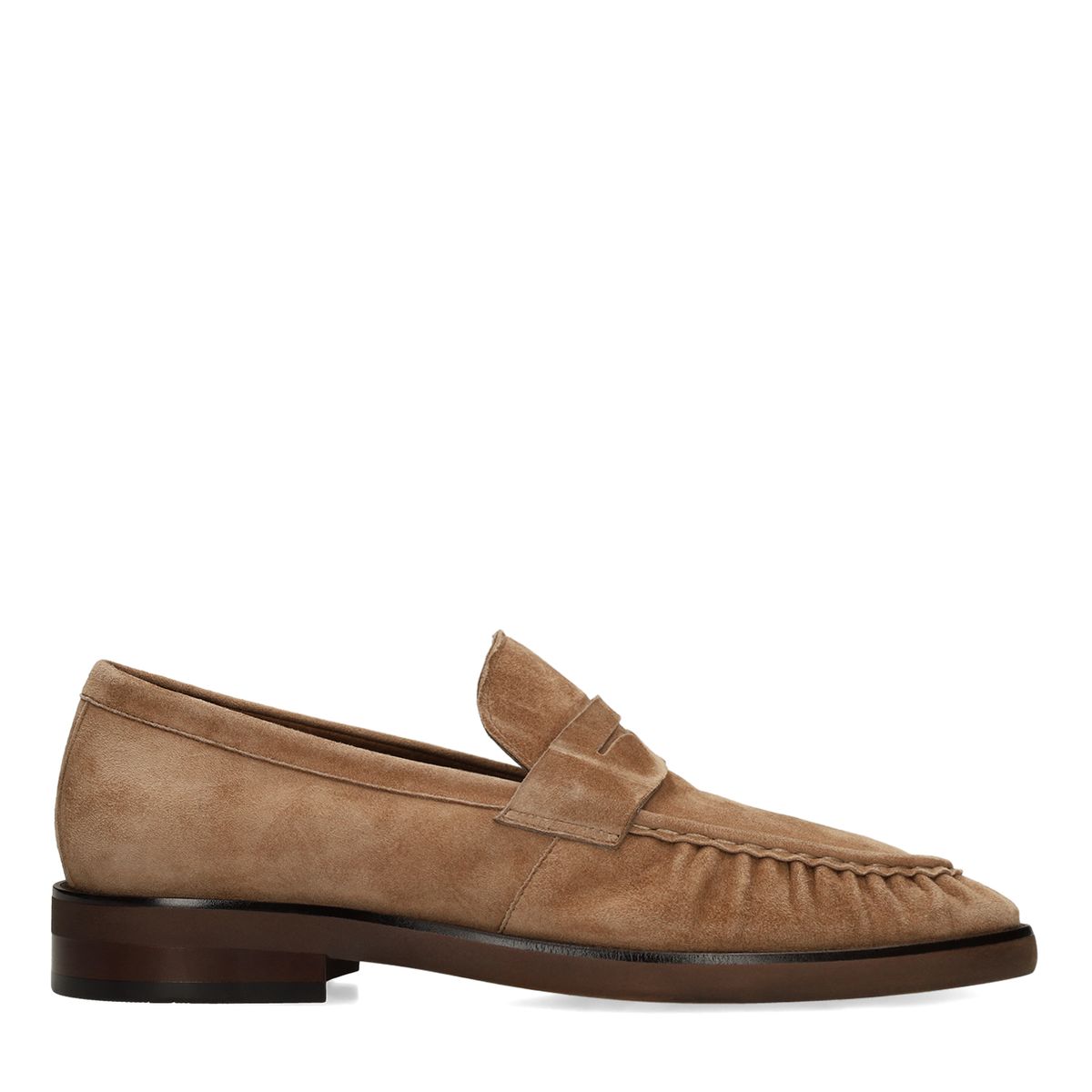 Taupe suède crinkle loafers