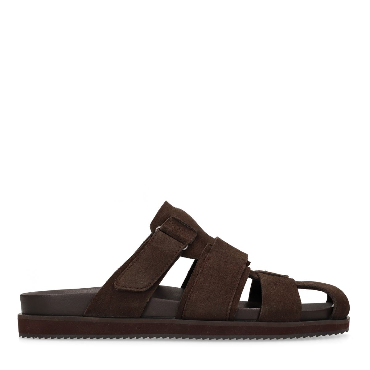 Manfield Dunkelbraune Veloursleder-Sandalen