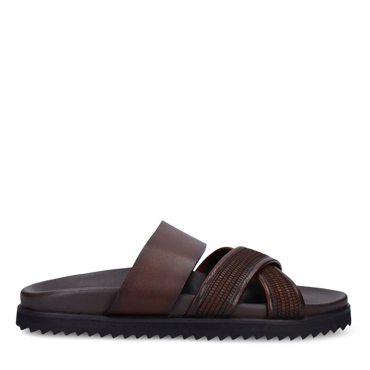 Manfield Braune Ledersandalen