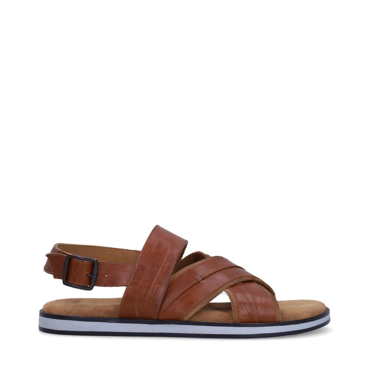 Cognac leren sandalen