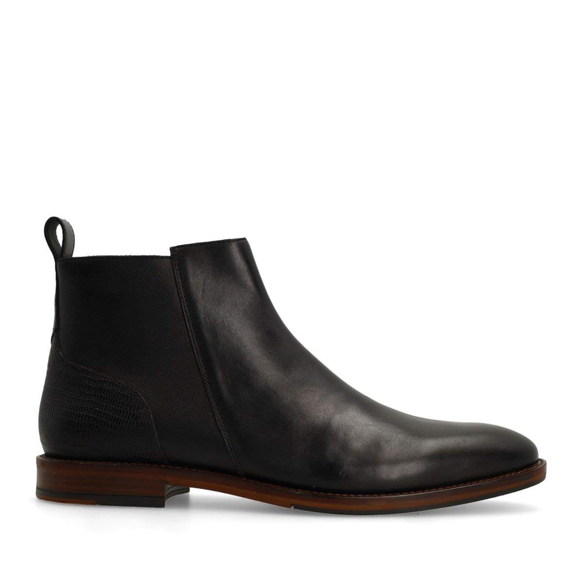 Manfield Schwarze Chelsea Boots Aus Leder