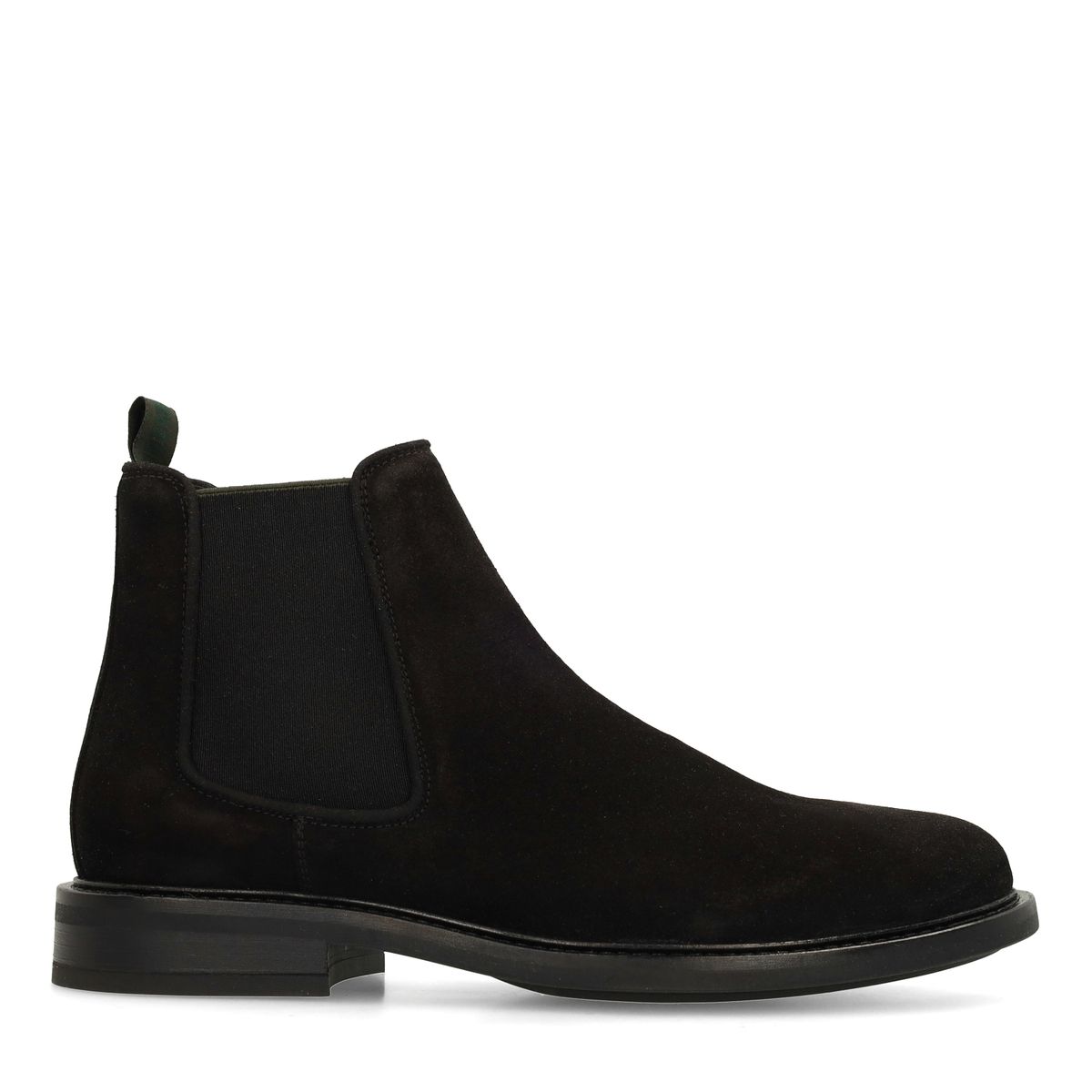 Manfield Schwarze Chelsea Boots Aus Veloursleder