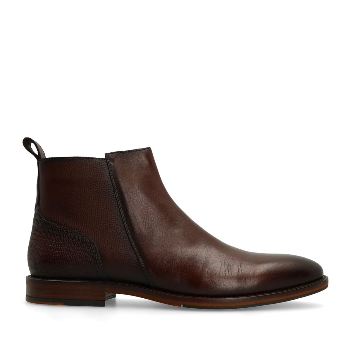 Manfield Bruine Leren Chelsea Boots Met Ritssluiting - Maat 44