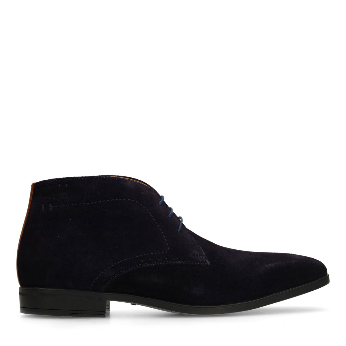Donkerblauwe suède veterschoenen