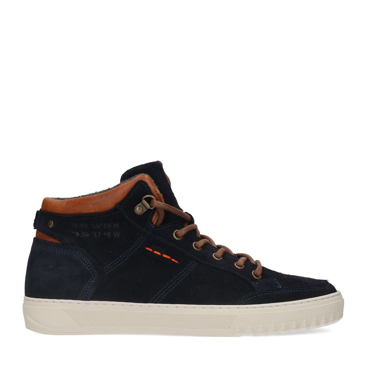 Blauwe suède veterschoenen