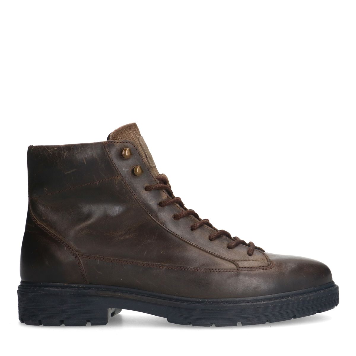 Manfield Donkergrijze leren veterboots