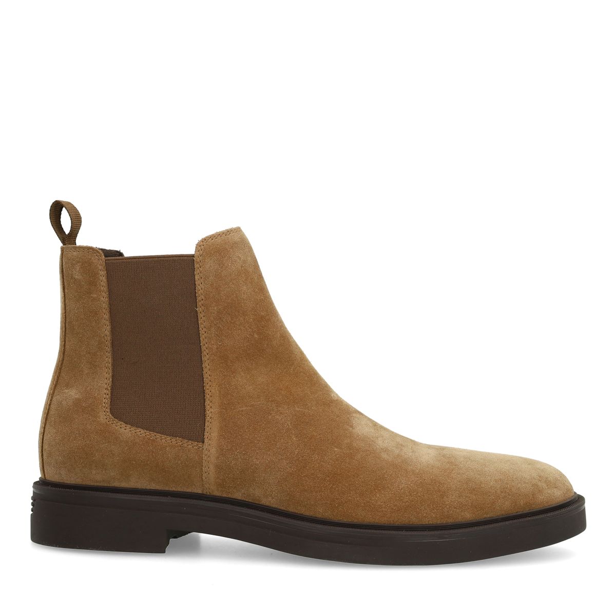 Manfield Taupefarbene Chelsea Boots Aus Veloursleder
