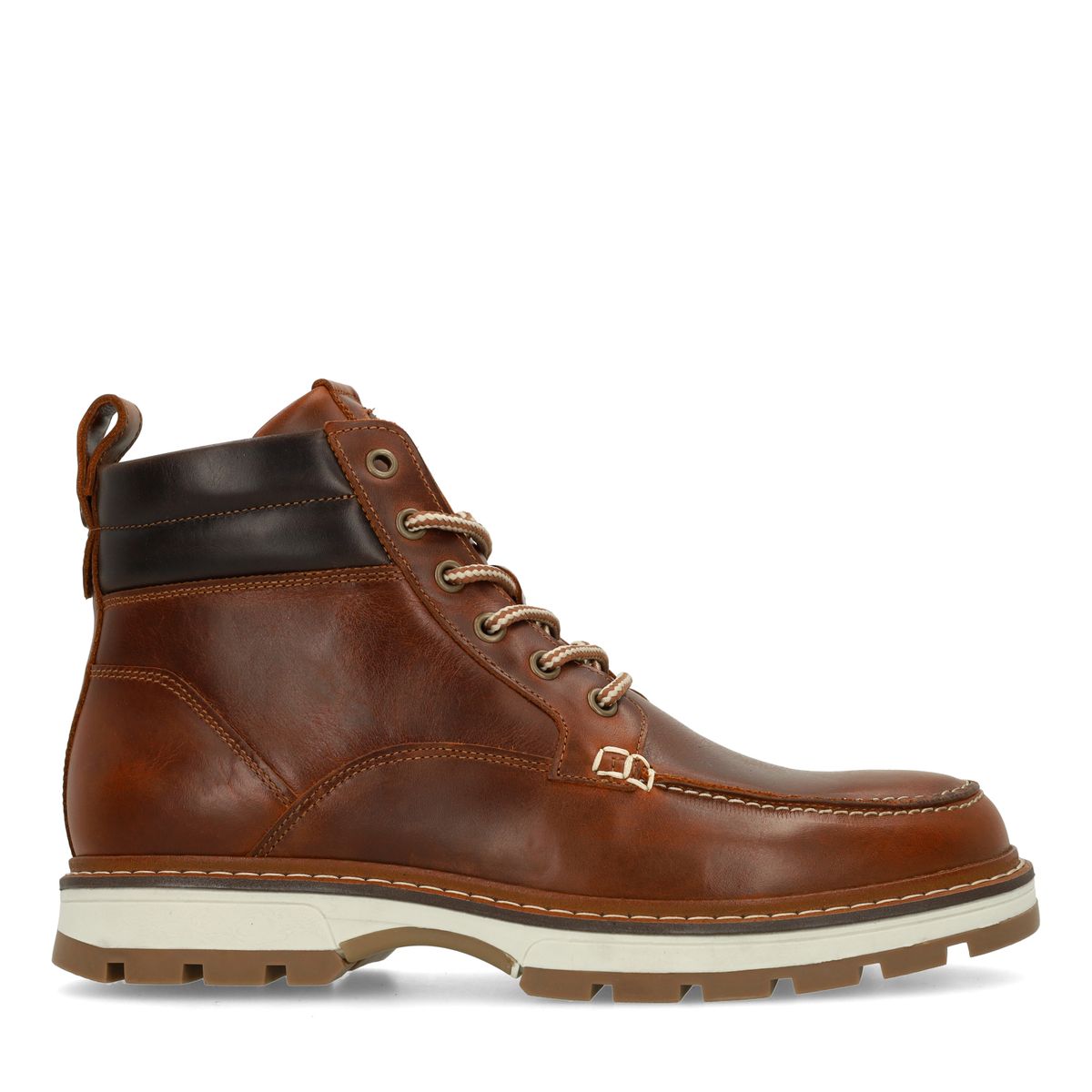 Cognac leren veterboots