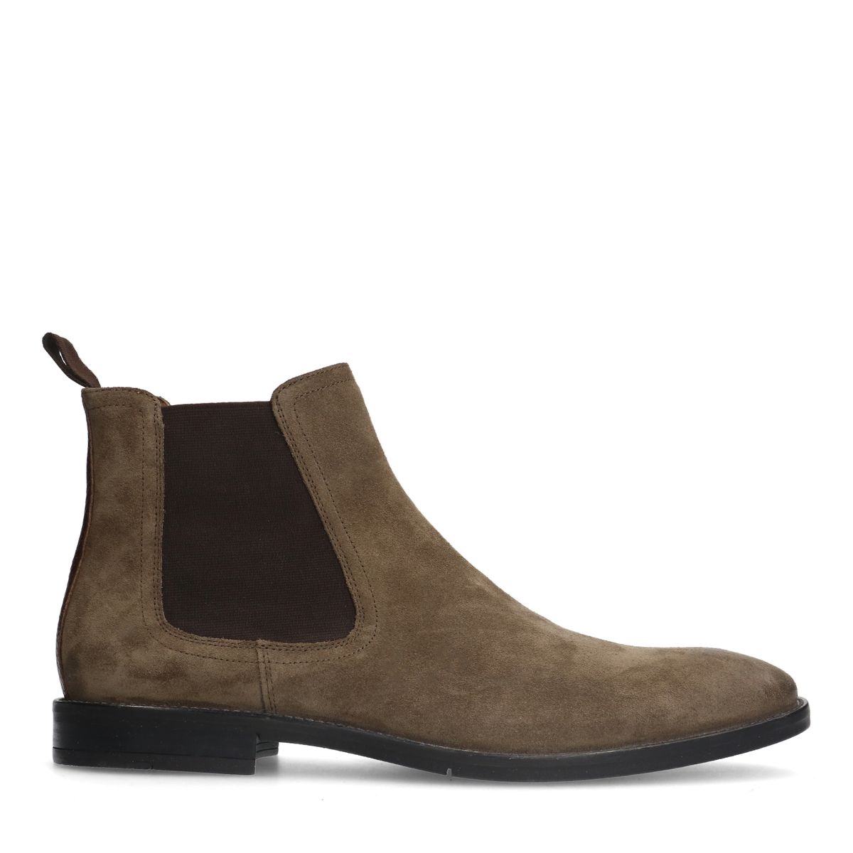 Manfield Taupefarbene Chelsea Boots Aus Veloursleder