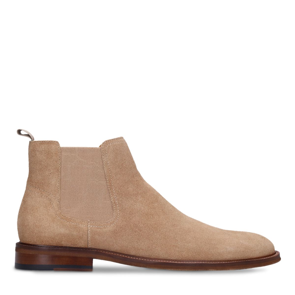 Manfield Taupefarbene Chelsea Boots Aus Veloursleder