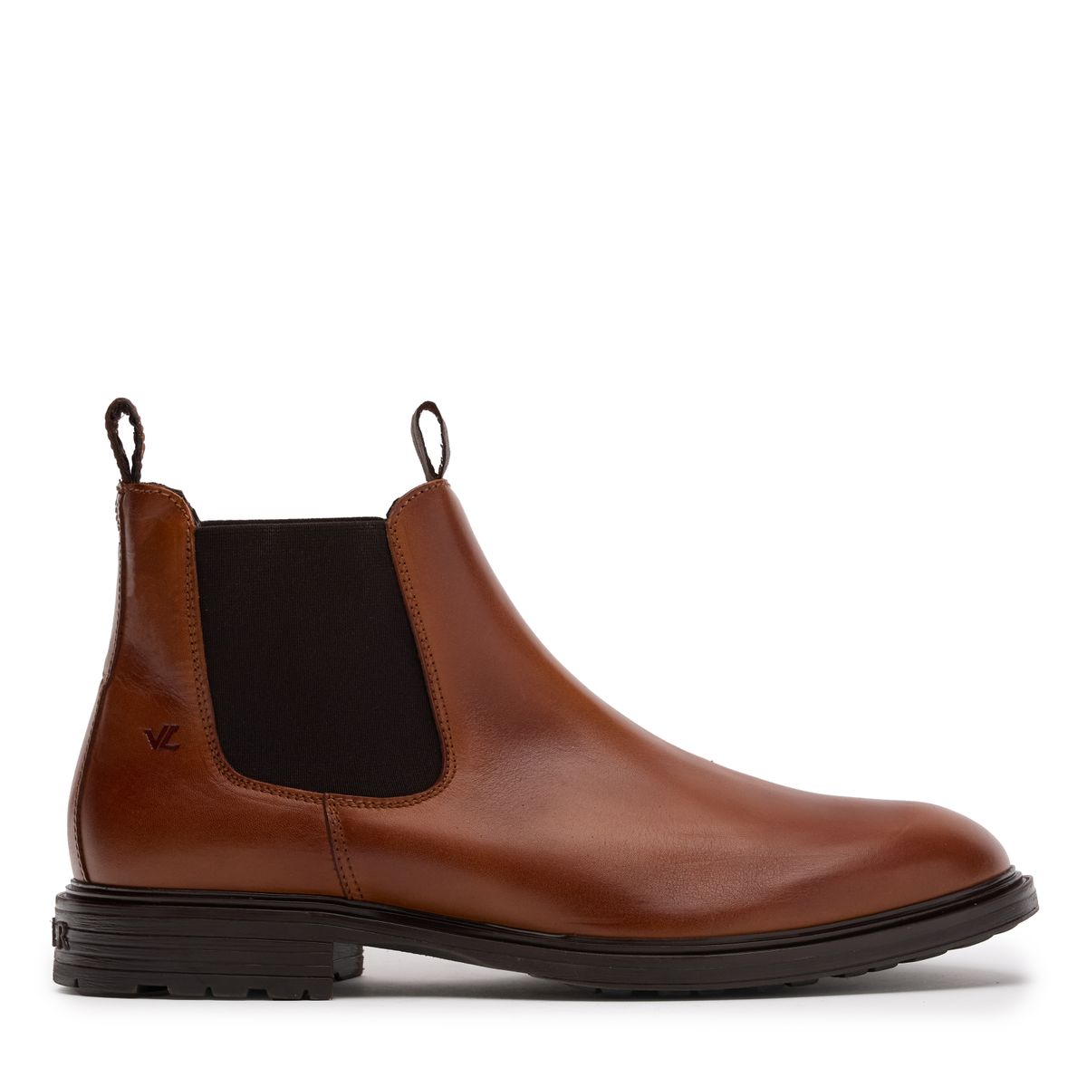 Cognac Bern leren chelsea boots