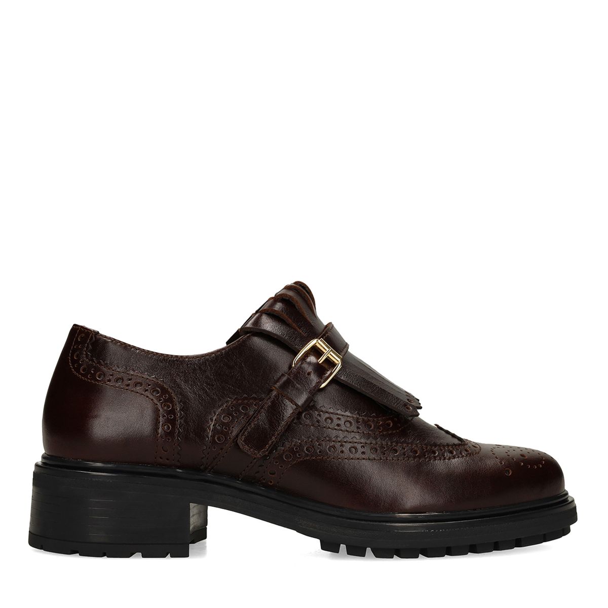 Donkerbruine leren loafers met gespsluiting