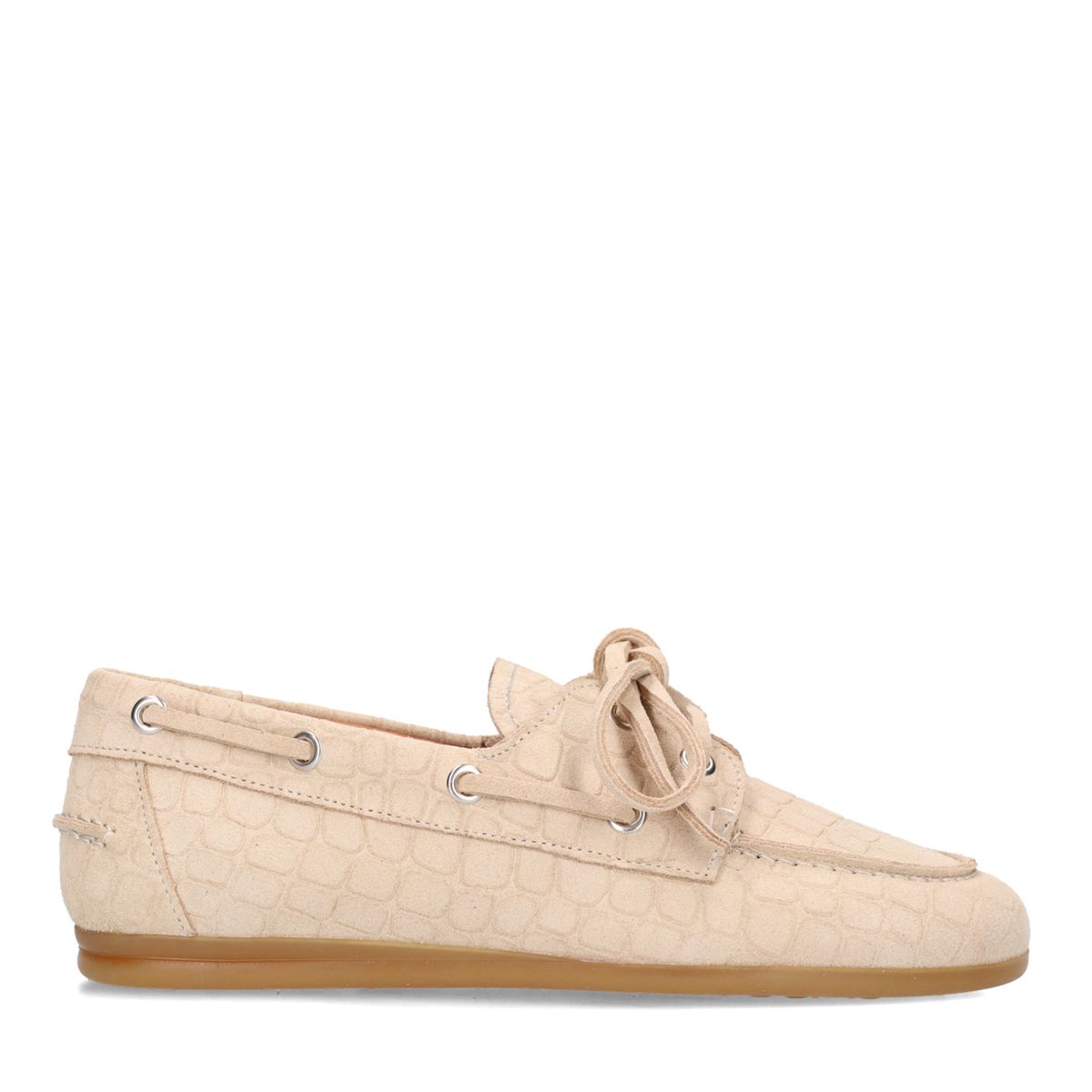 Manfield Beige Suède Croco Boatloafers