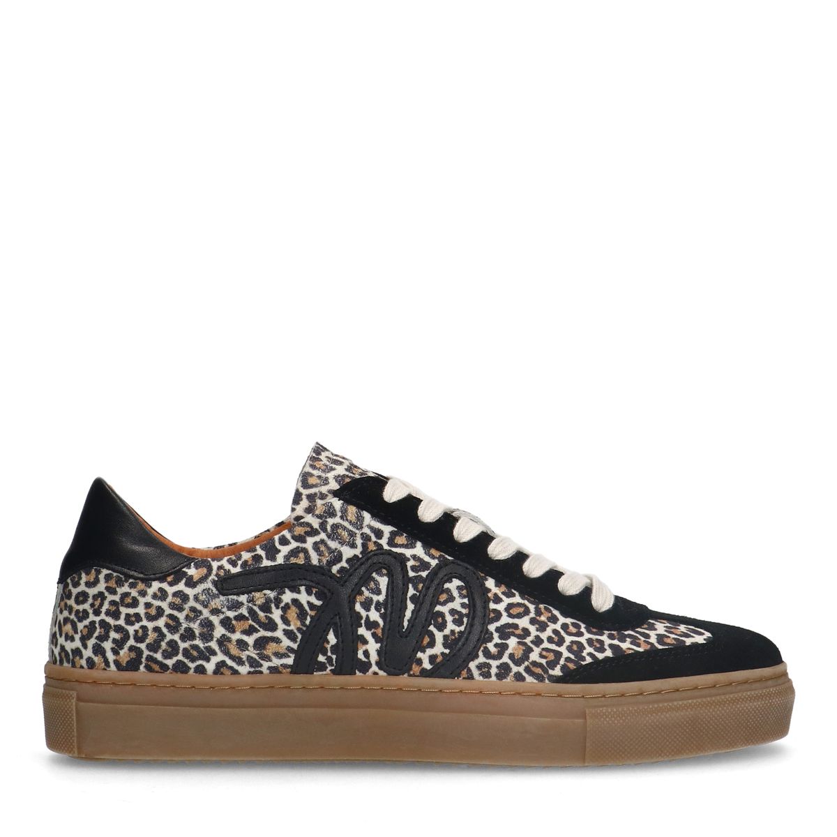 Zwarte suède leopard sneakers