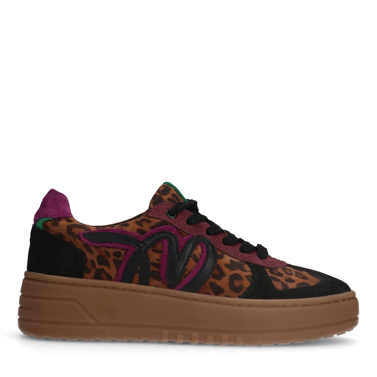 Zwarte leren panter sneakers