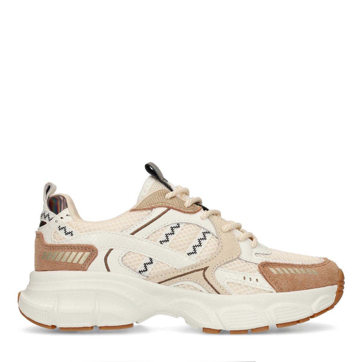 Manfield Braune Sneaker Mit Mesh-Details In Braun Und Weiß