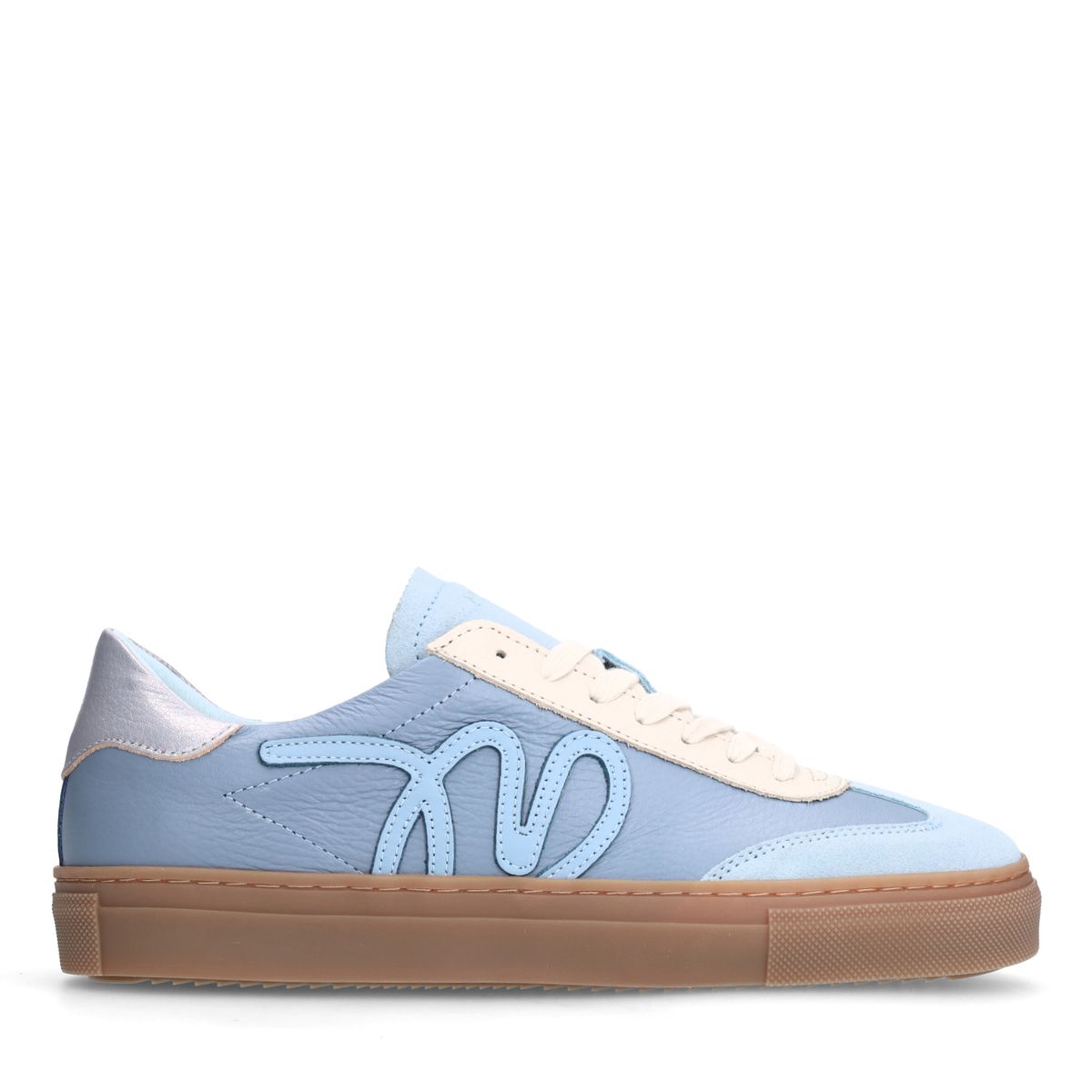 Blauwe leren sneakers