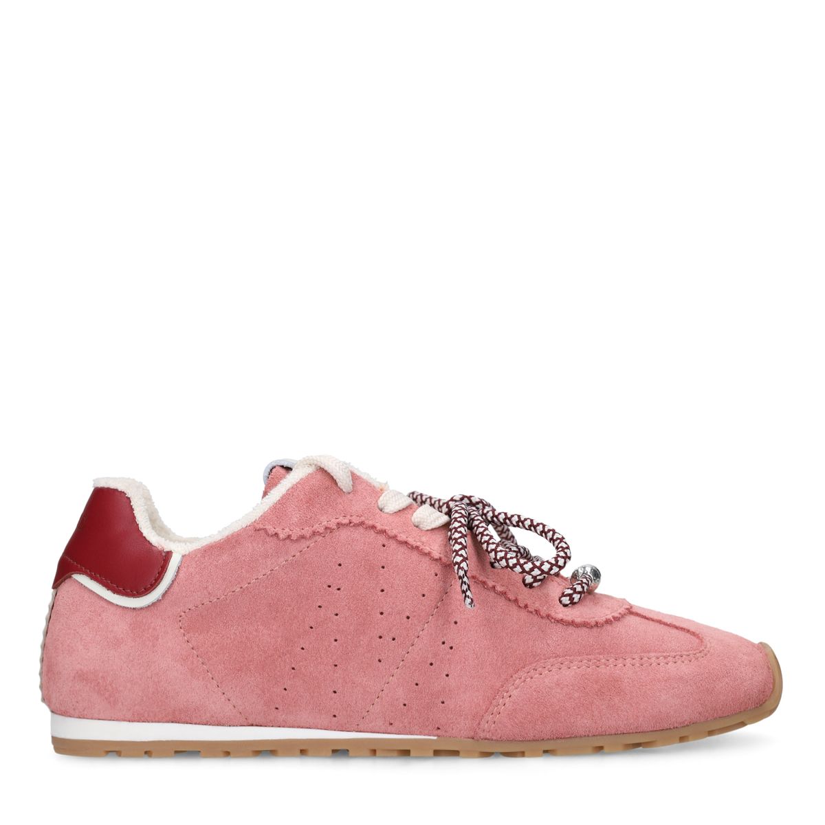 Manfield Roze Suède Sneakers Met Dubbele Vetersluiting - Maat 40