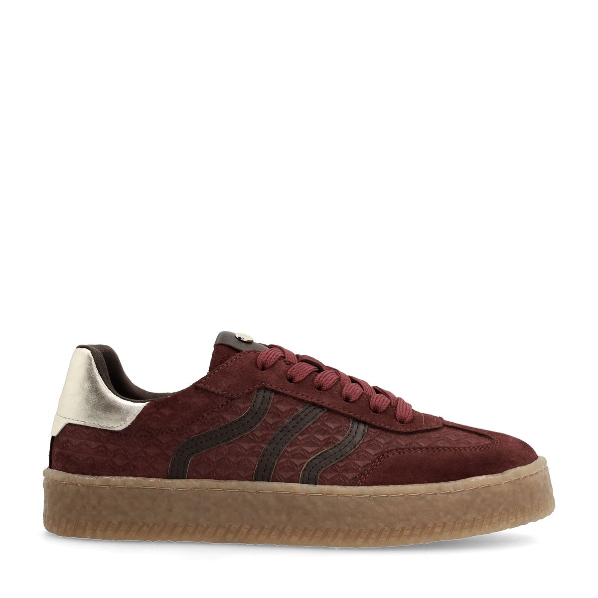 Burgundy leren sneakers met suède details
