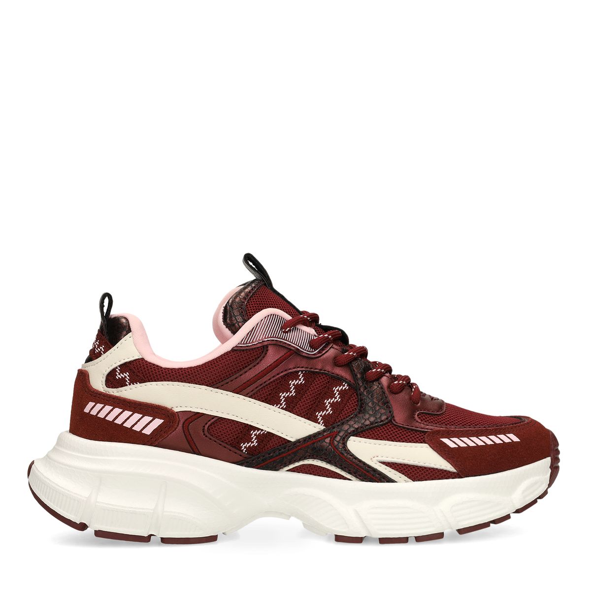 Burgundy mesh sneakers
