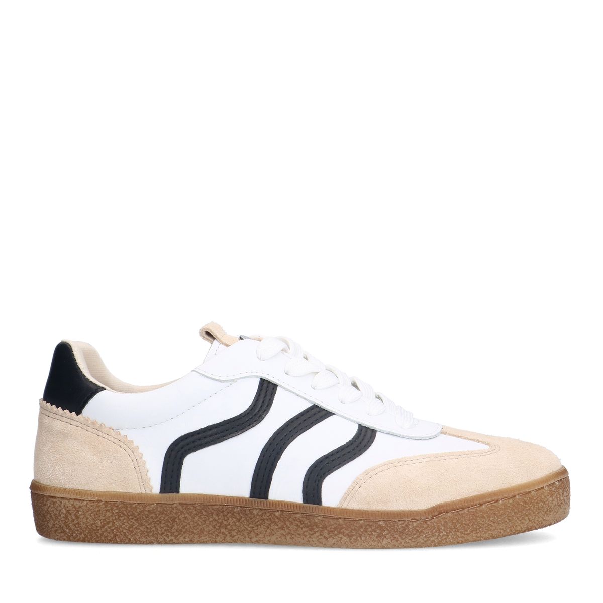 Witte leren sneakers met zwarte details