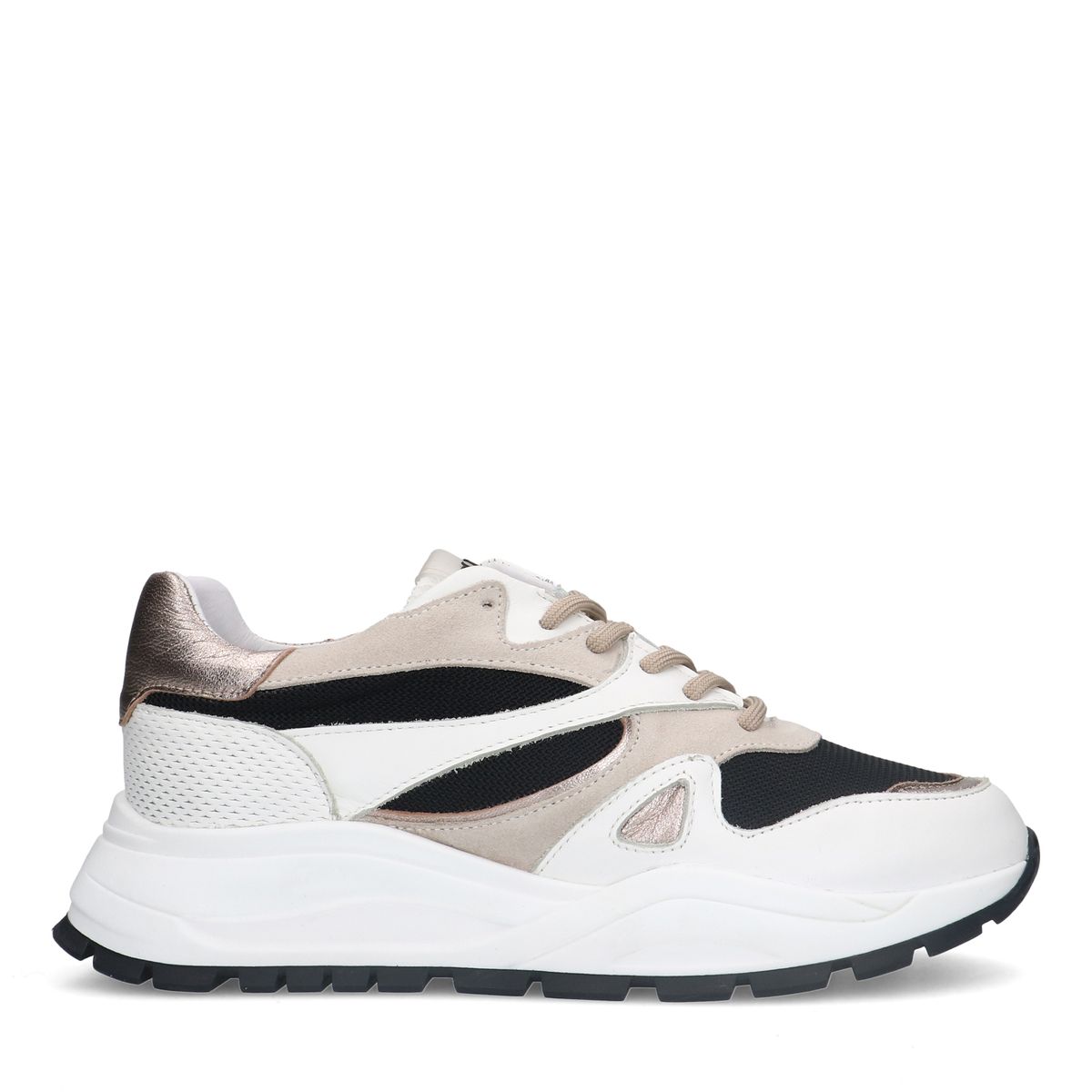 Witte leren sneakers met mesh details