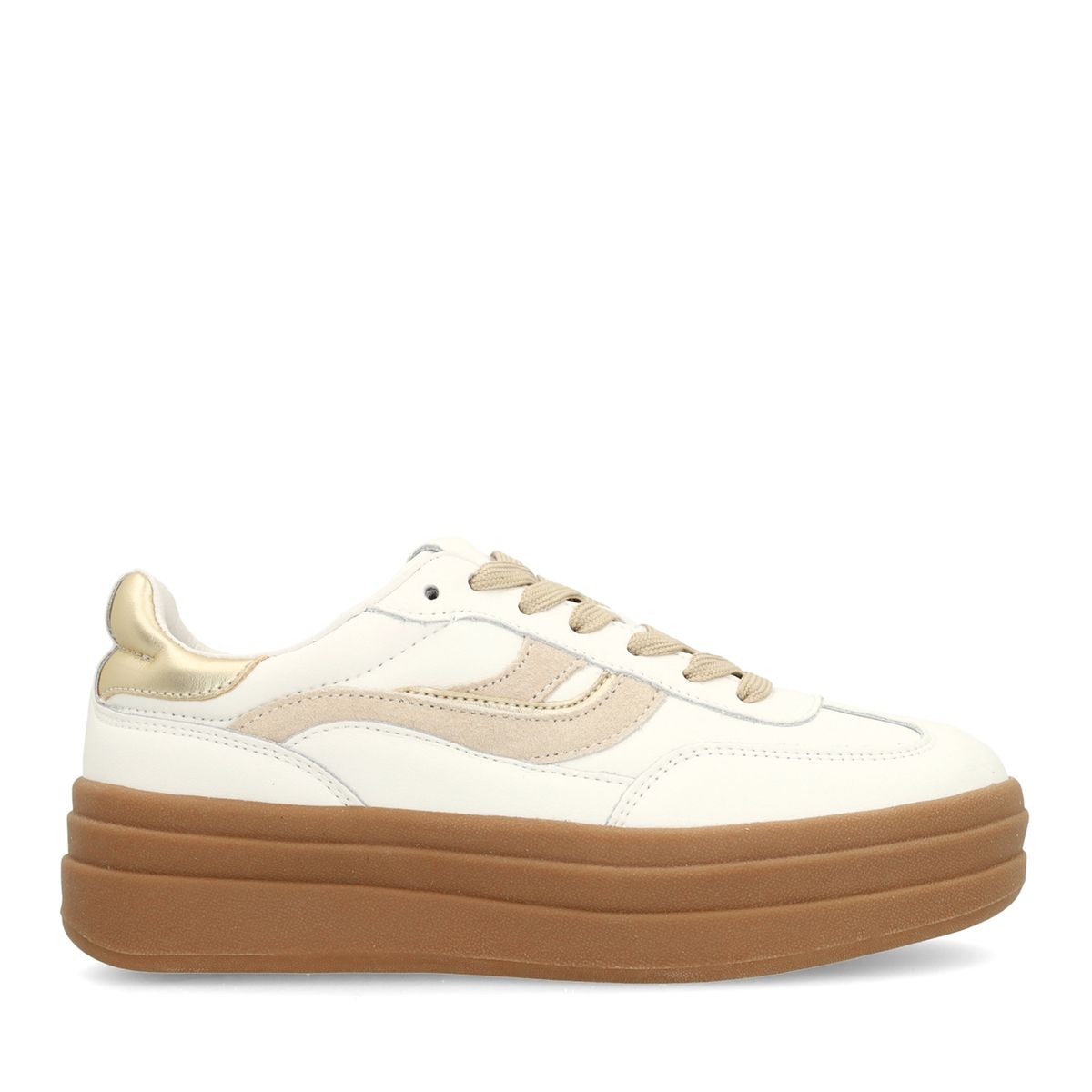 Witte leren sneakers met suède details