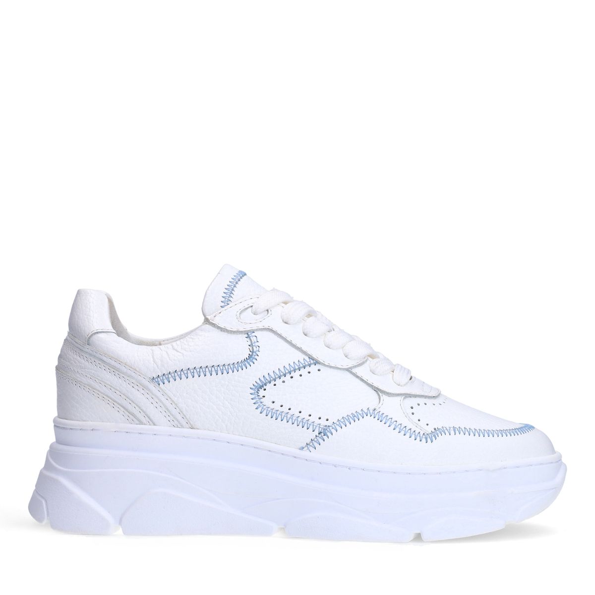 Witte leren sneakers met denim details