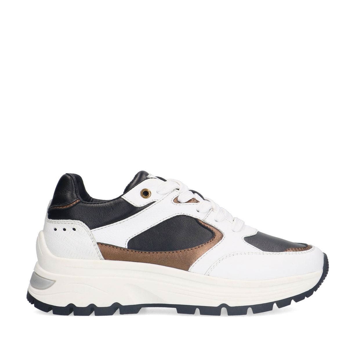 Witte leren sneakers met zwarte details