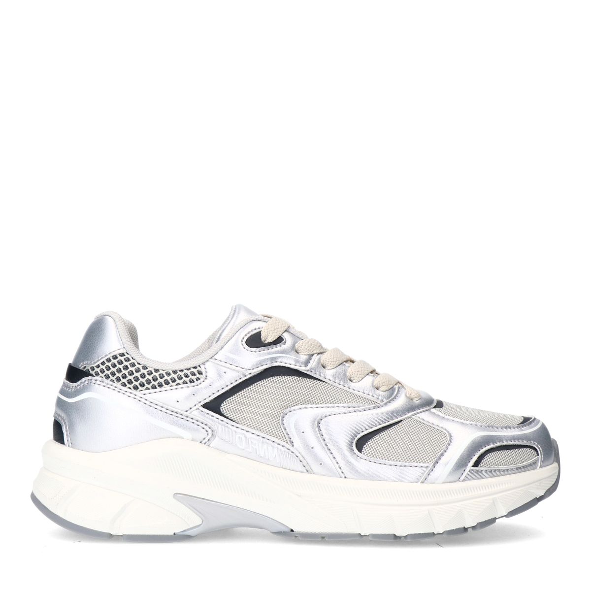 Zilveren sneakers met mesh details