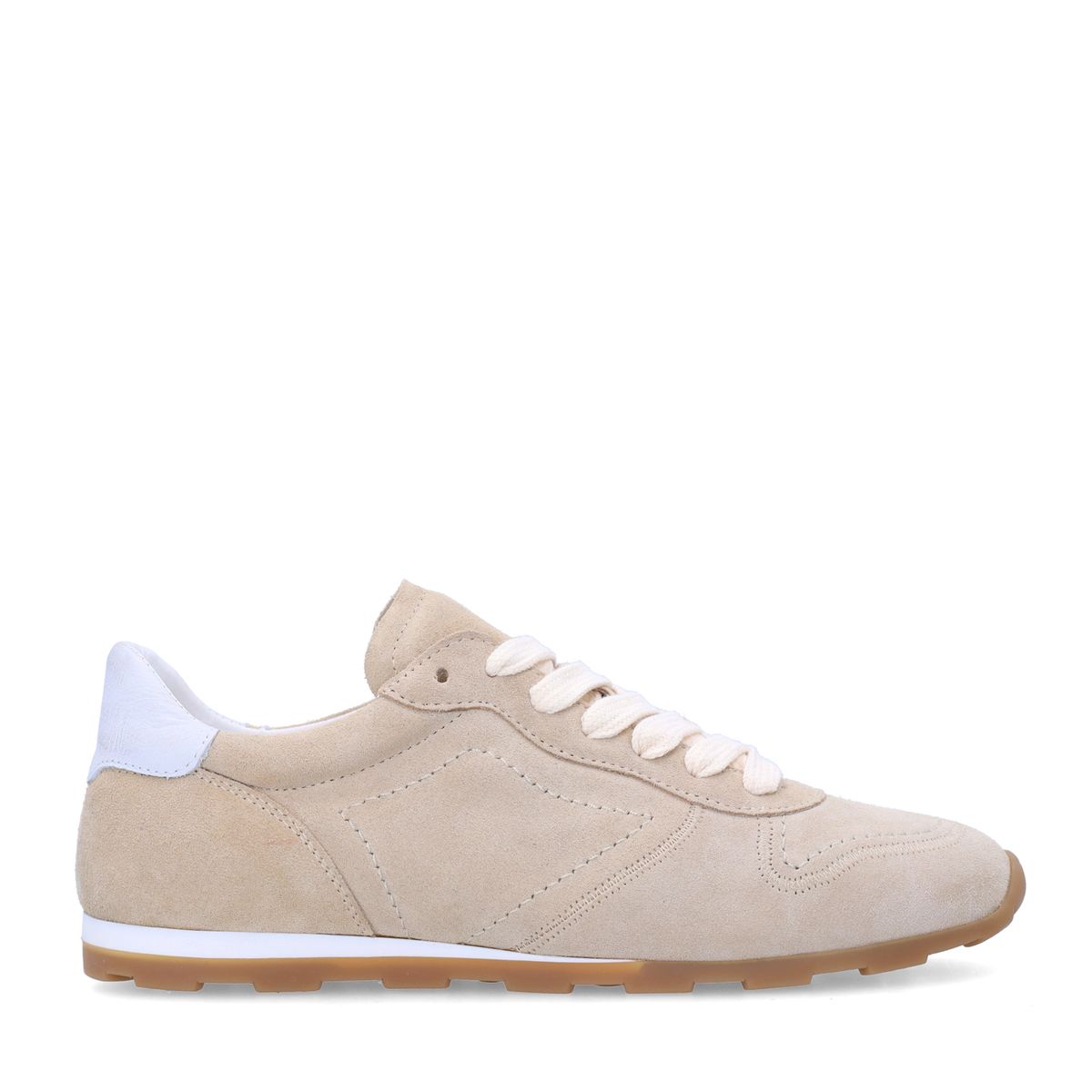 Manfield Beige Suéde Sneakers Met Veters - Maat 37