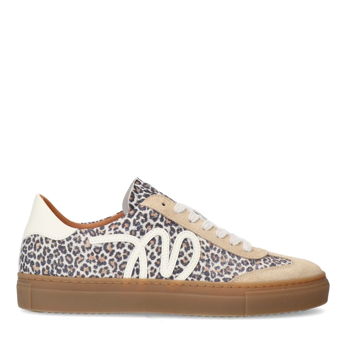 Beige suède leopard sneakers