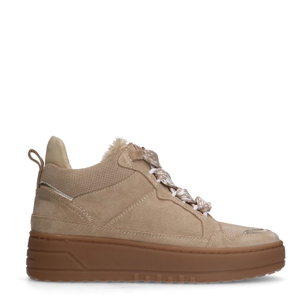Beige suède hoge sneakers