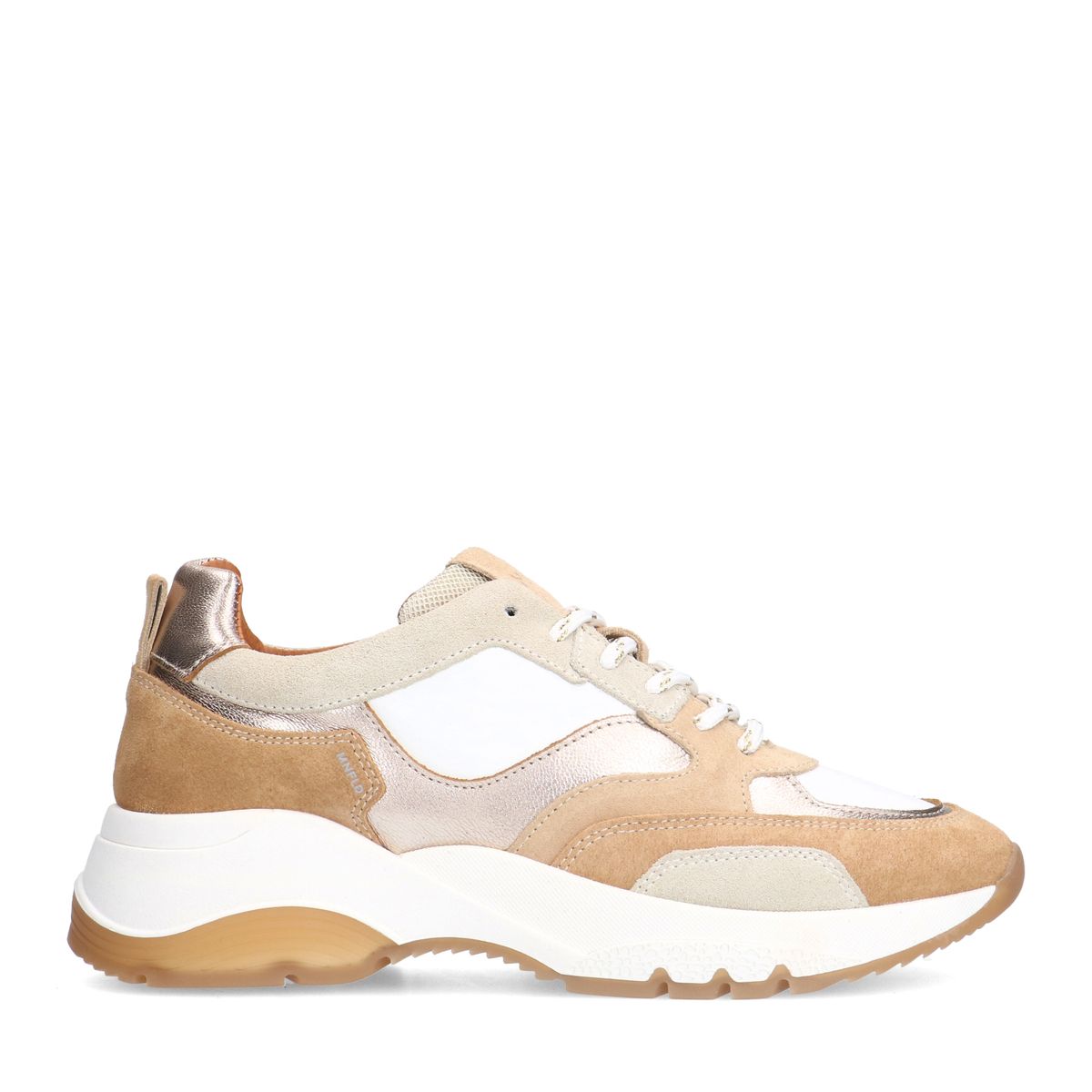 Beige leren sneakers met witte details