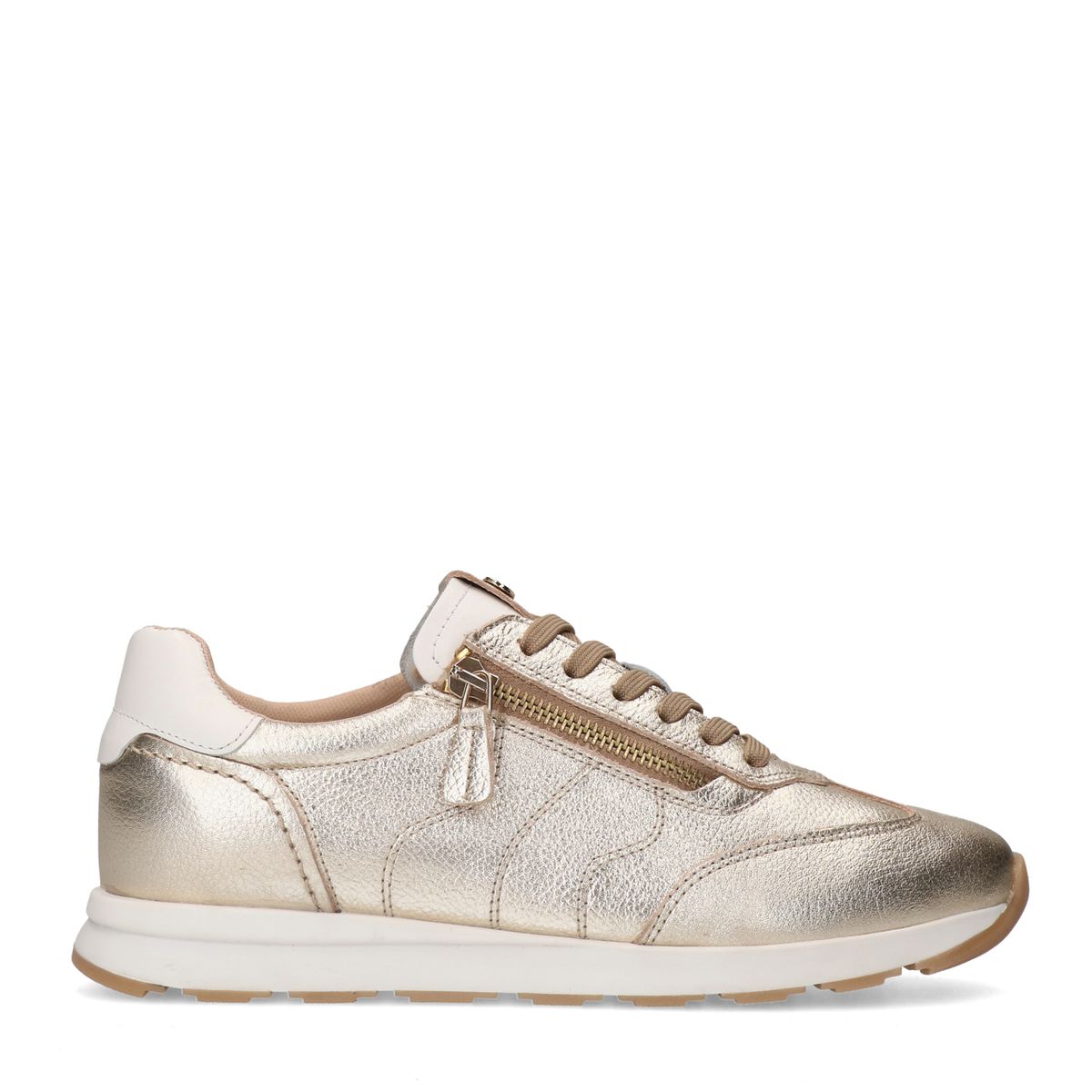 Gouden leren sneakers met rits