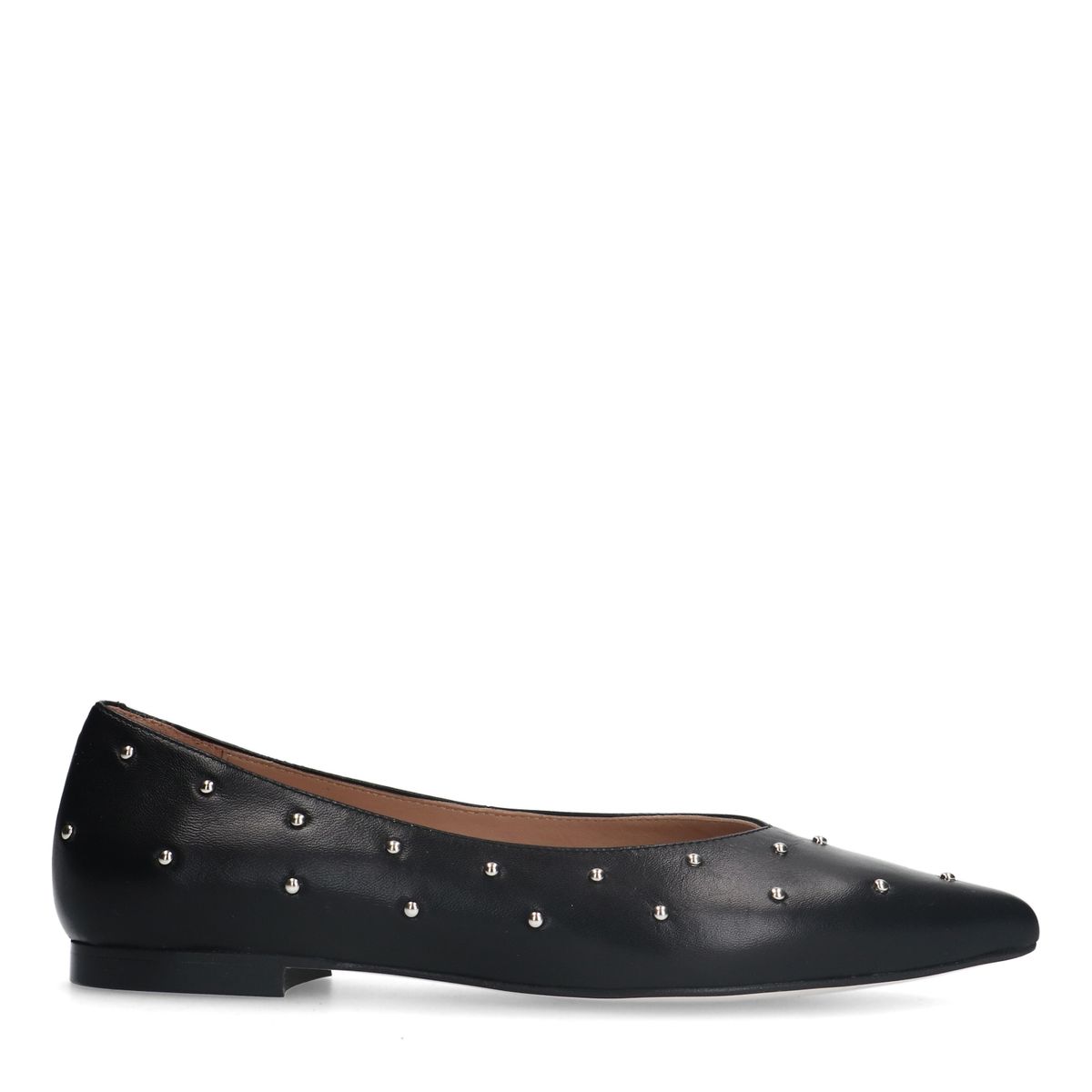 Zwarte leren ballerina's met studs