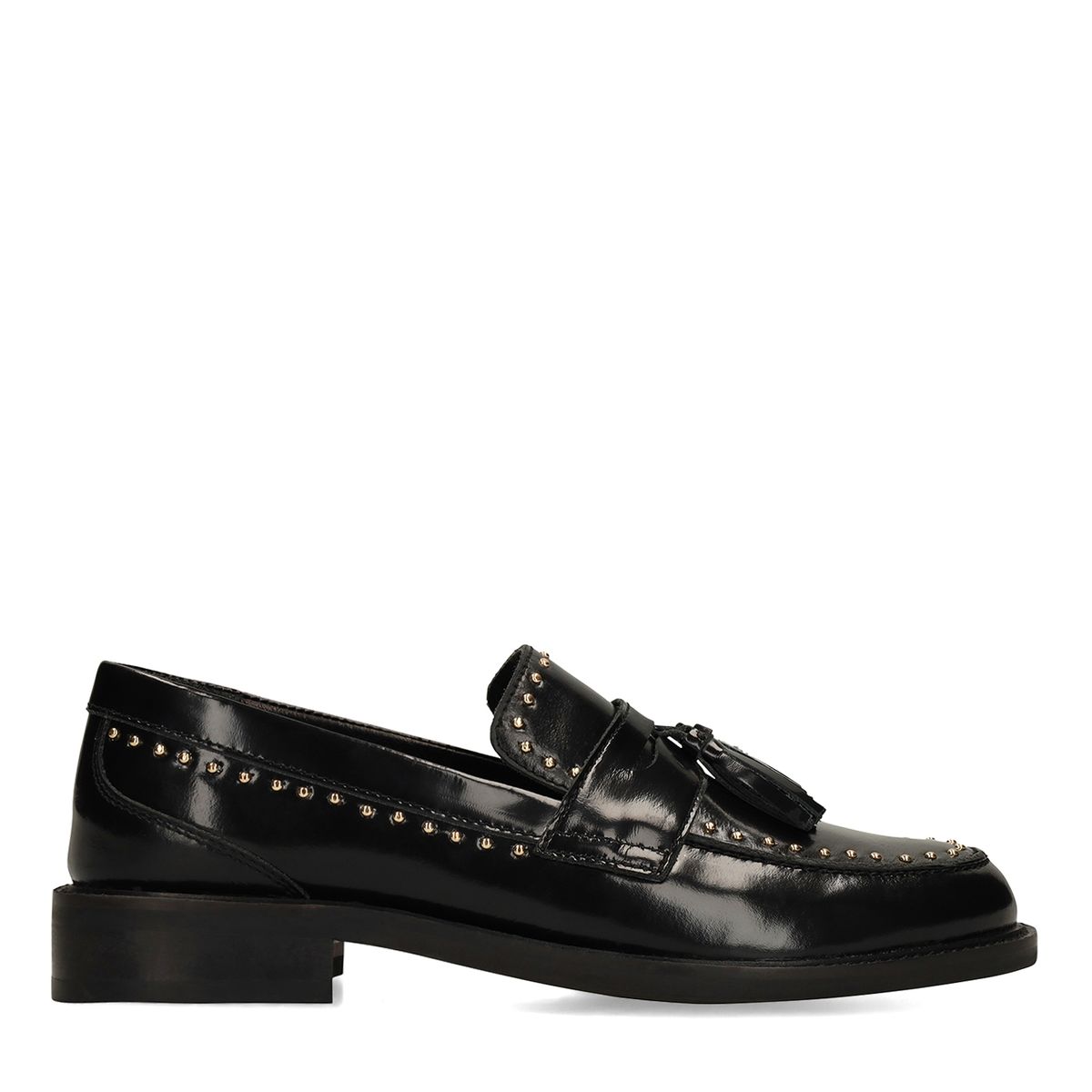 Zwarte leren loafers met studs