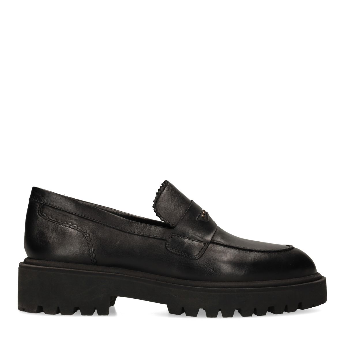 Manfield Schwarze Leder-Loafer