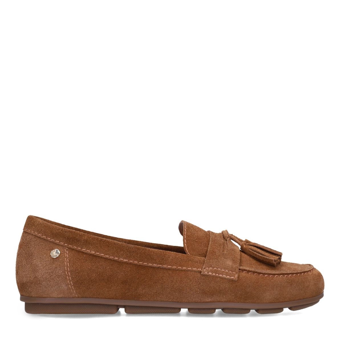 No Stress Braune Veloursleder-Loafer Mit Fransen