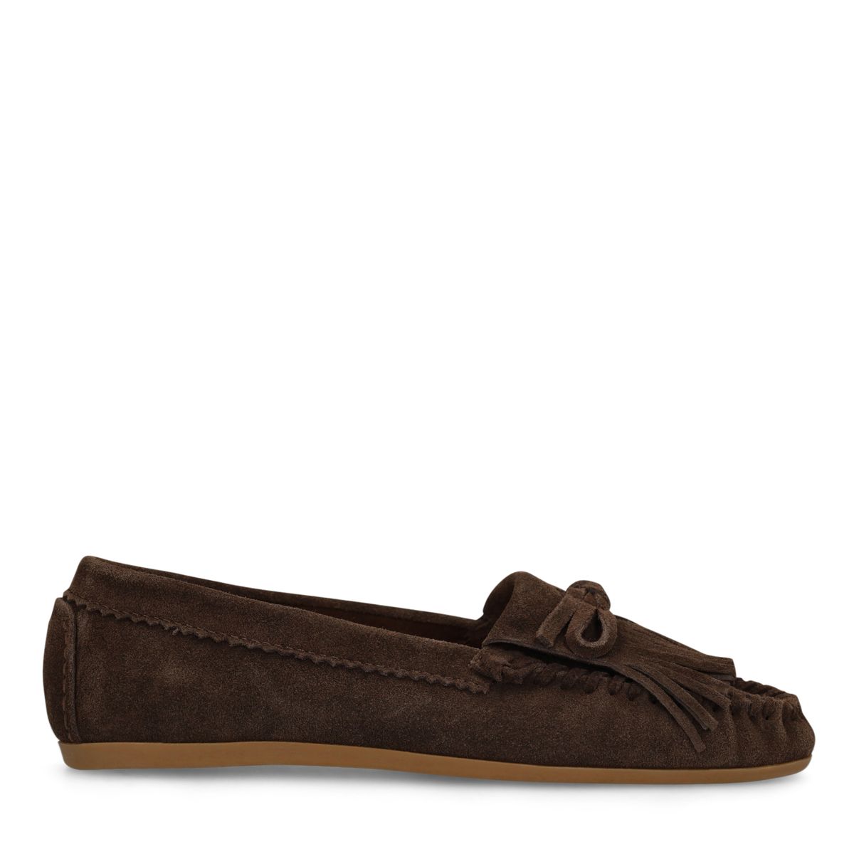 Bruine suède loafers