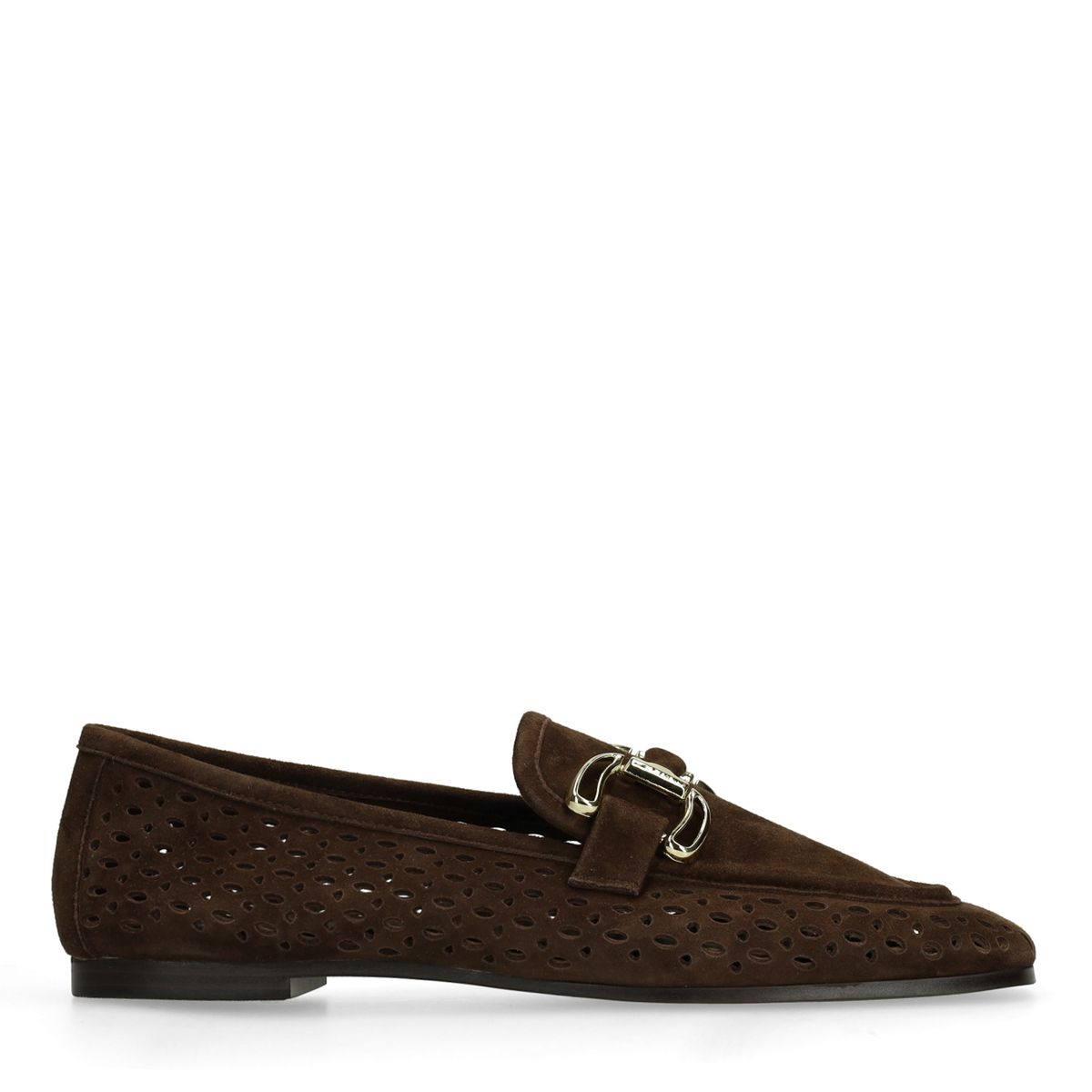 Manfield Braune Leder-Loafer Mit Goldfarbener Kette