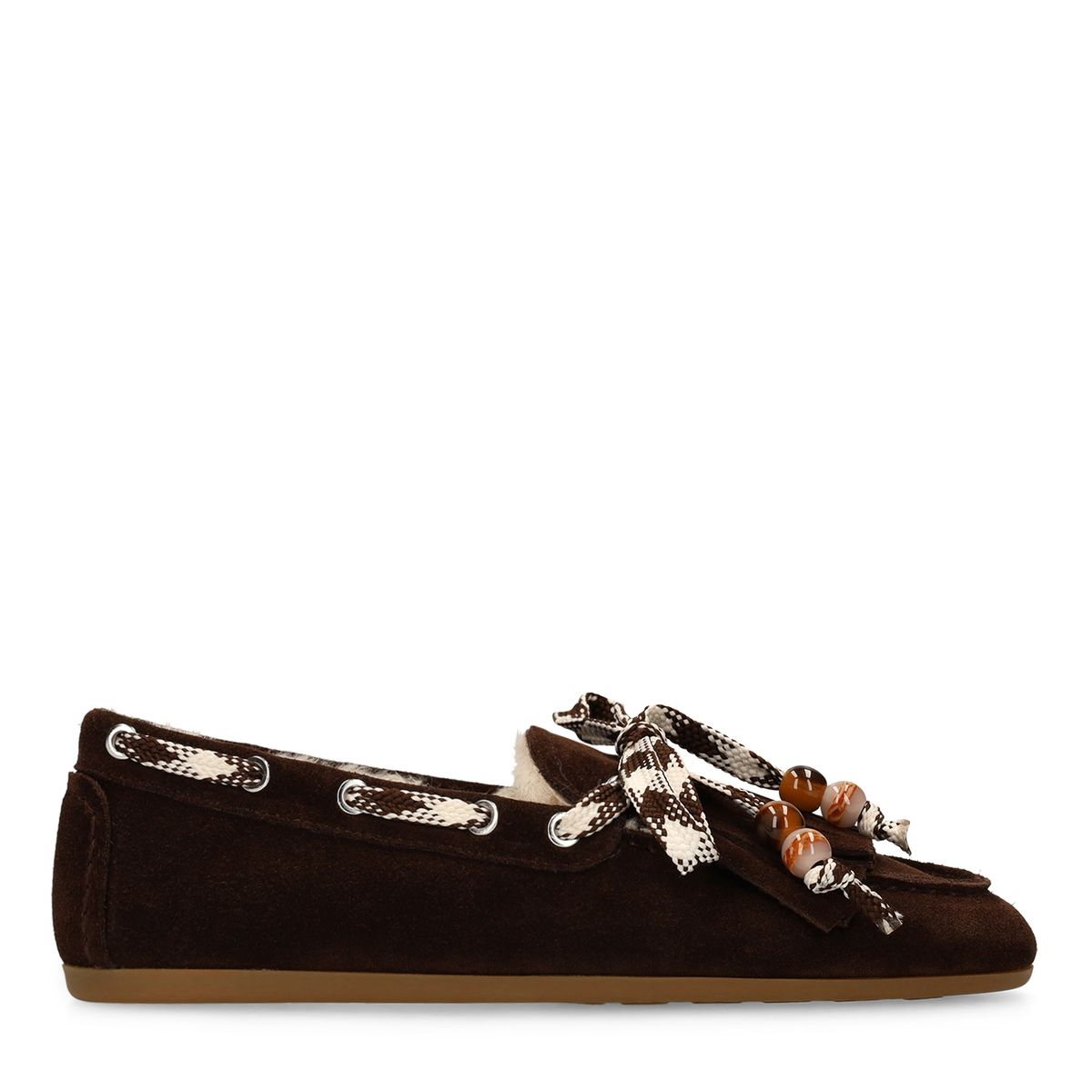 Manfield Donkerbruine Suède Bontloafers