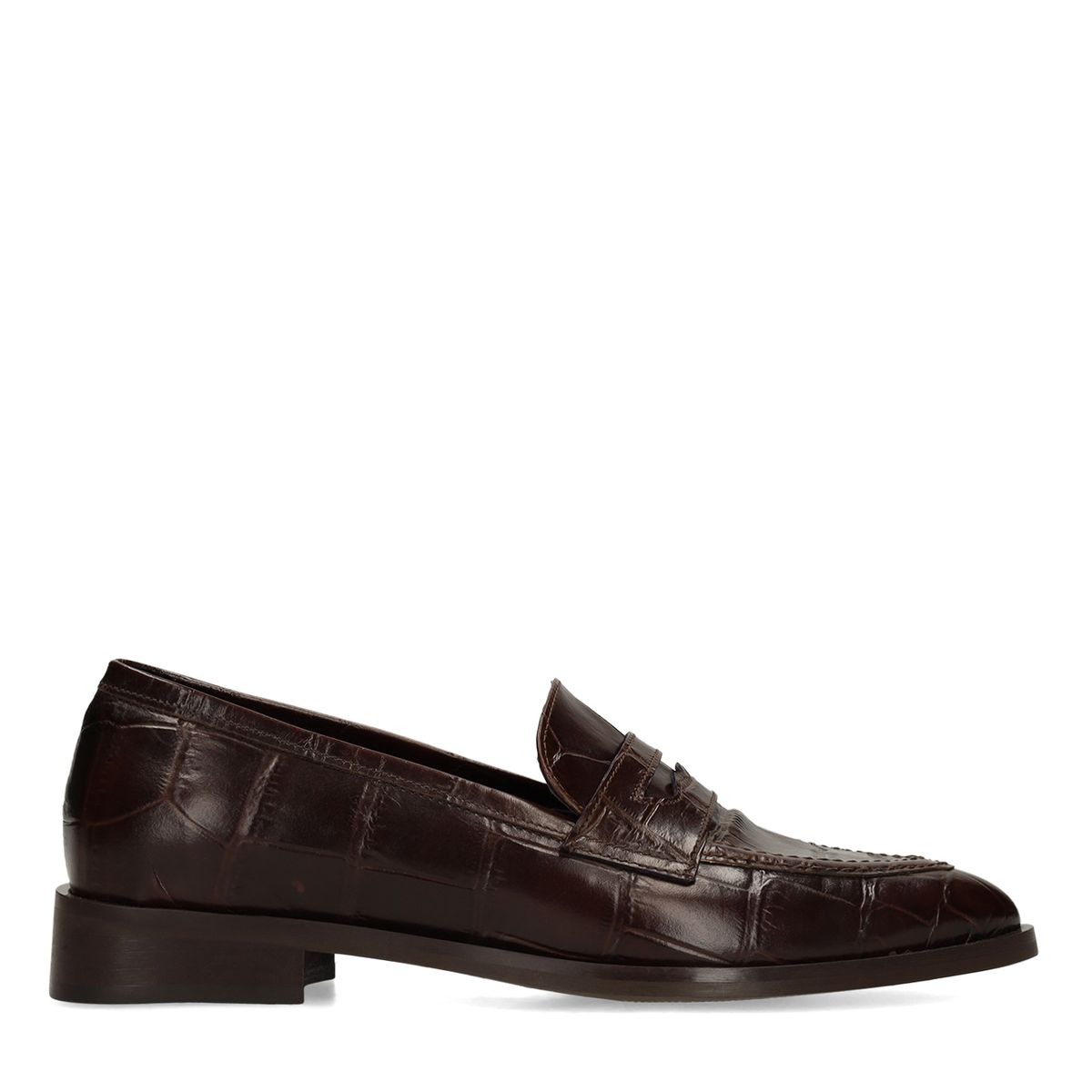 Bruine leren croco loafers