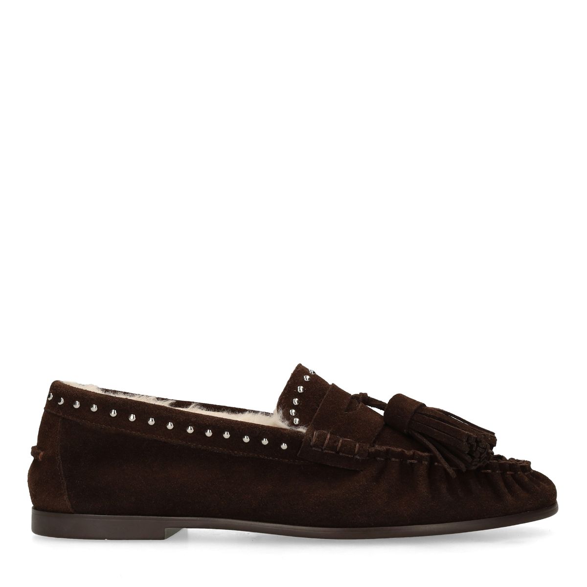 Donkerbruine suède loafers met voering