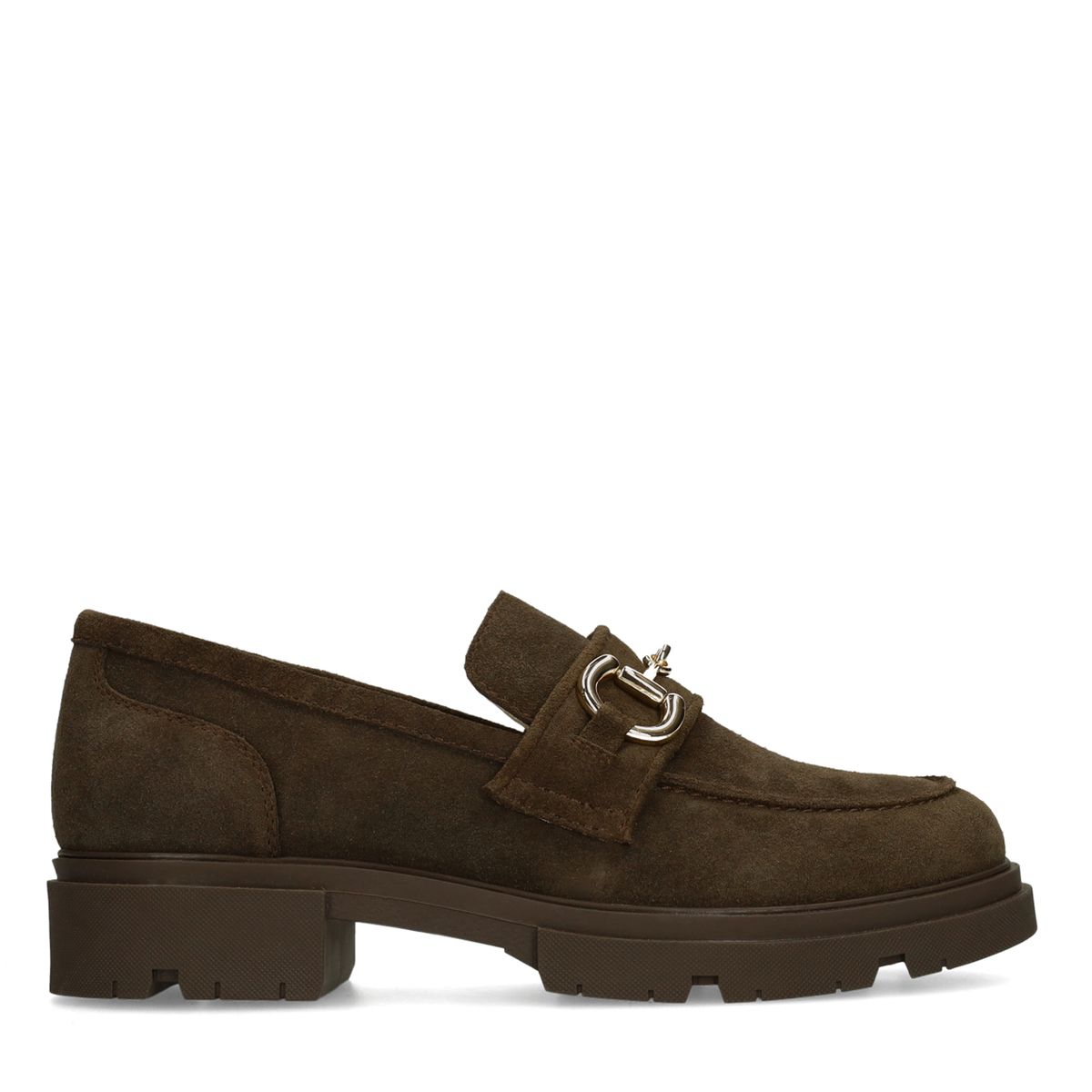Manfield Braune Veloursleder-Loafer Mit Goldfarbenem Detail