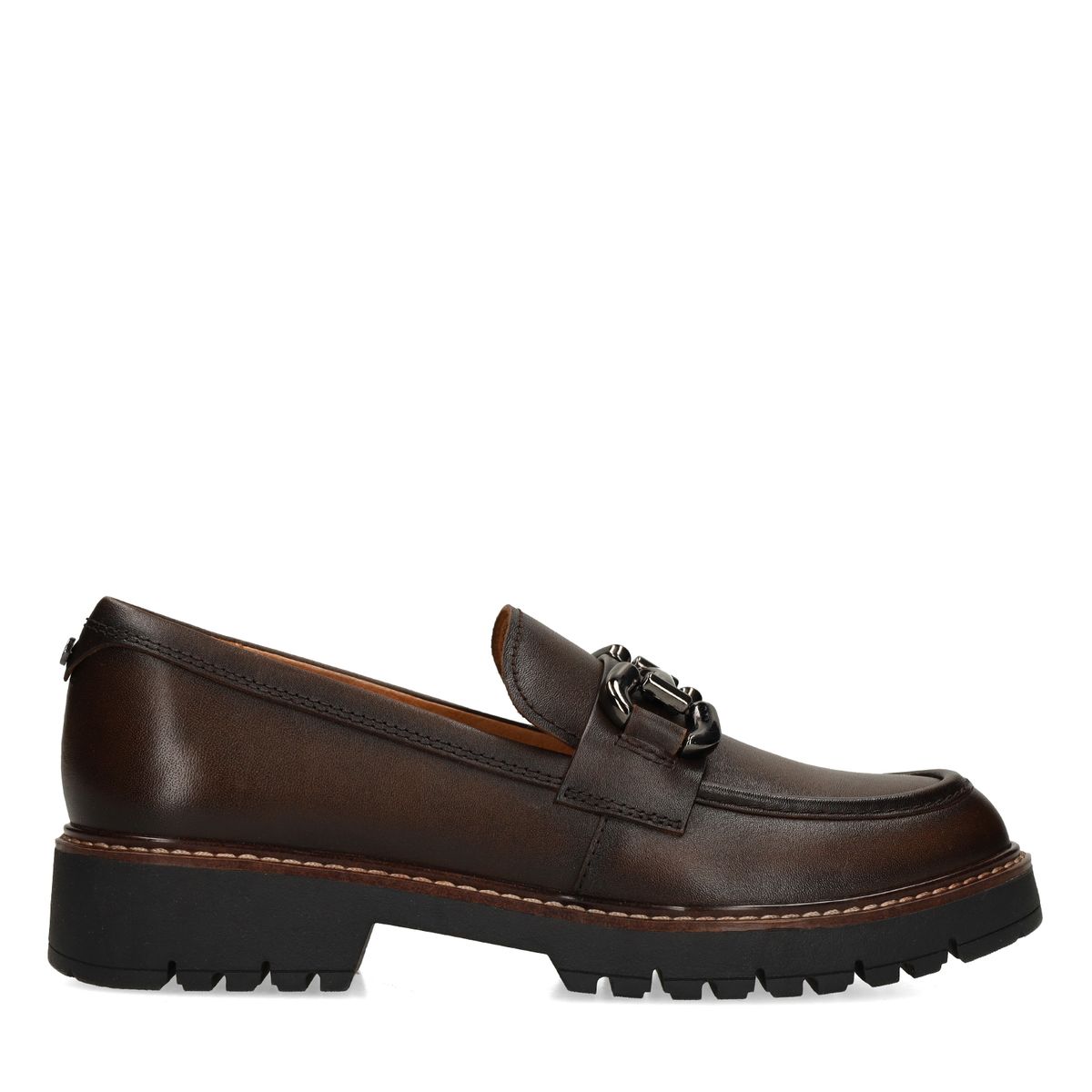 No Stress Dunkelbraune Leder-Loafer Mit Kette
