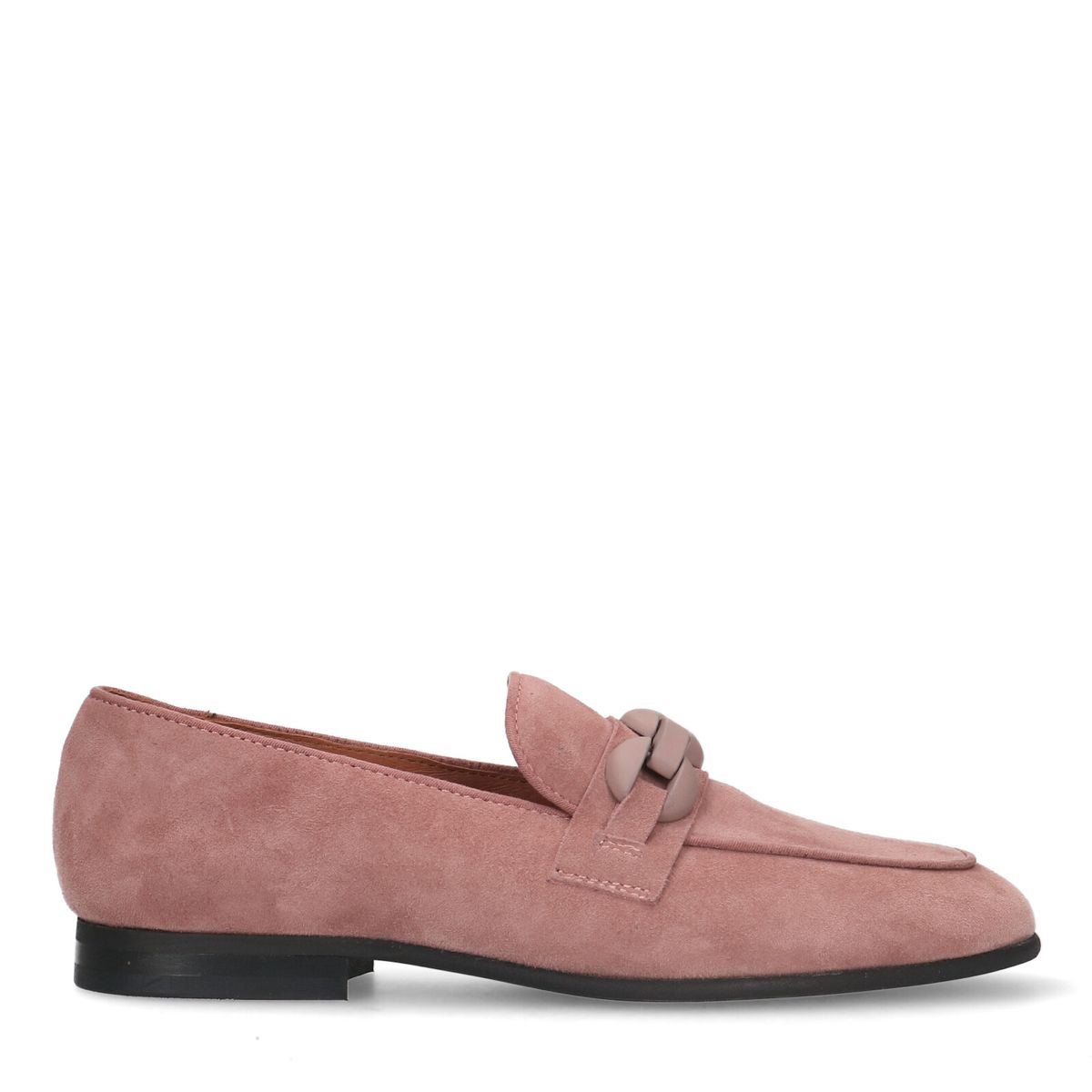Manfield Roze suède loafers met chain