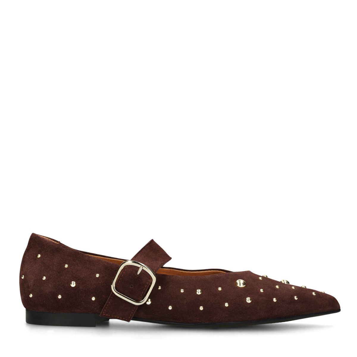 Manfield Bordeauxrote Veloursleder-Loafer Mit Goldfarbenen Nieten