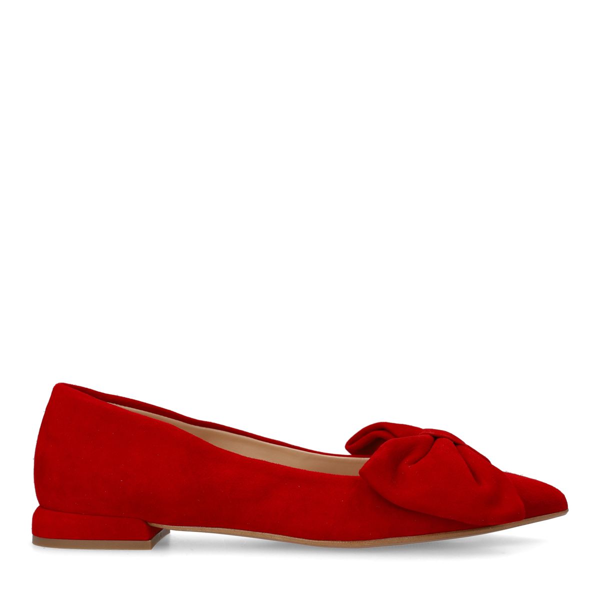 Rode suède loafers met strik