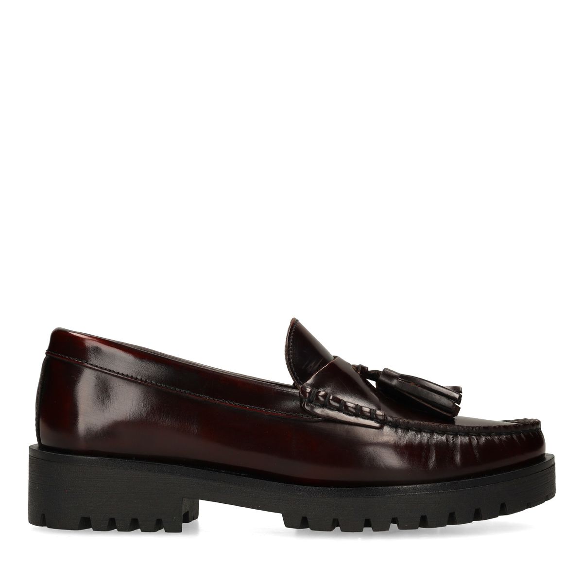 Manfield Bordeauxrote Lackleder-Loafer Mit Quasten
